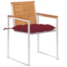 Chaises de jardin avec coussins lot de 2 Acacia solide et acier 