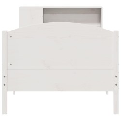 Lit bibliothèque sans matelas blanc 90x200cm bois de pin massif 