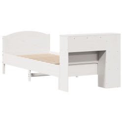 Lit bibliothèque sans matelas blanc 90x200cm bois de pin massif 