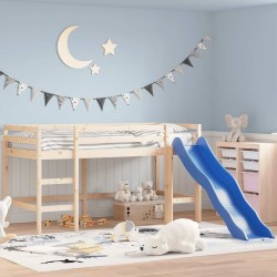 Lit mezzanine d'enfants sans matelas avec toboggan 80x200 cm 