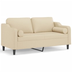 Canapé 2 places avec oreillers décoratifs crème 140 cm tissu 