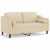 Canapé 2 places avec oreillers décoratifs crème 140 cm tissu 