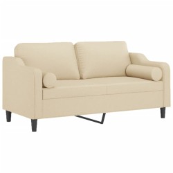 Canapé 2 places avec oreillers décoratifs crème 140 cm tissu 