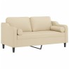 Canapé 2 places avec oreillers décoratifs crème 140 cm tissu 