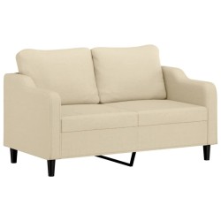 Canapé 2 places avec oreillers décoratifs crème 140 cm tissu 
