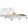 Cadre de lit sans matelas blanc 140x190 cm similicuir 
