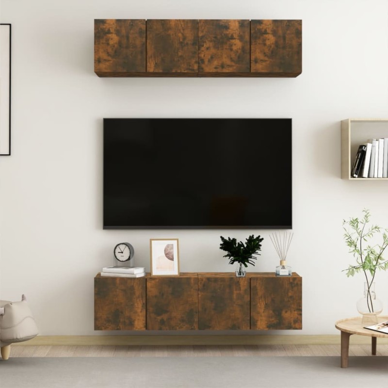 Meubles TV muraux 4 pcs Chêne fumé 60x30x30cm Bois d'ingénierie 