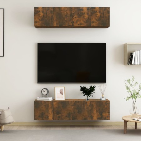Meubles TV muraux 4 pcs Chêne fumé 60x30x30cm Bois d'ingénierie 