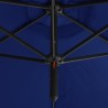 Parasol de jardin double avec mât en acier bleu azuré 600 cm 