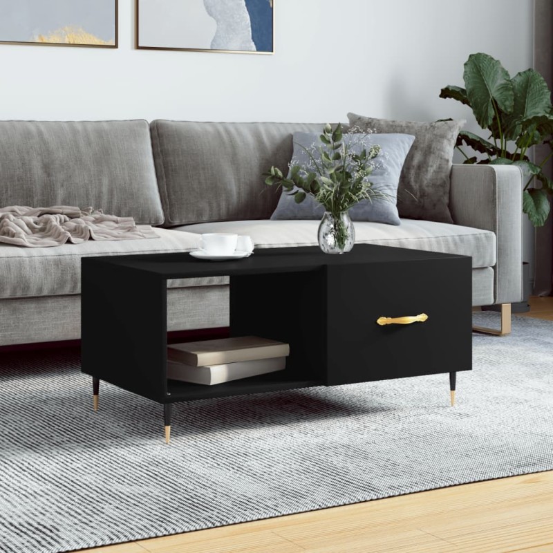 Table basse noir 90x50x40 cm bois d'ingénierie Table basse noir 90x50x40 cm bois d'ingénierie