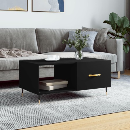 Table basse noir 90x50x40 cm bois d'ingénierie 