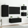 Unités murales TV avec LED 5 pcs noir bois d'ingénierie 