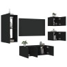 Unités murales TV avec LED 5 pcs noir bois d'ingénierie 