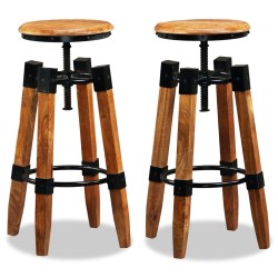 Tabourets de bar lot de 2 bois de manguier massif 