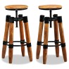Tabourets de bar lot de 2 bois de manguier massif 