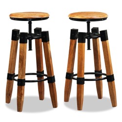 Tabourets de bar lot de 2 bois de manguier massif 