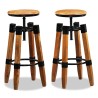 Tabourets de bar lot de 2 bois de manguier massif 