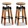 Tabourets de bar lot de 2 bois de manguier massif 