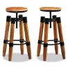 Tabourets de bar lot de 2 bois de manguier massif 