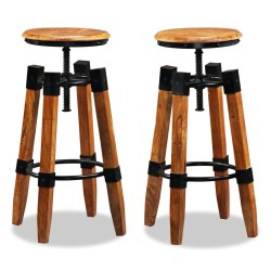 Tabourets de bar lot de 2 bois de manguier massif 