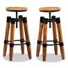 Tabourets de bar lot de 2 bois de manguier massif 