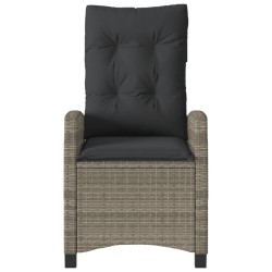 Chaises inclinables de jardin lot de 2 et coussins gris rotin 