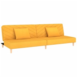 Canapé-lit à 2 places avec deux oreillers jaune tissu 
