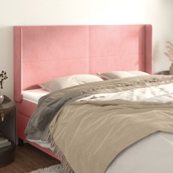 Tête de lit avec oreilles Rose 163x16x118/128 cm Velours 