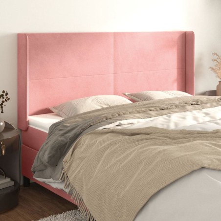 Tête de lit avec oreilles Rose 163x16x118/128 cm Velours 
