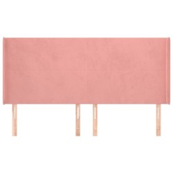 Tête de lit avec oreilles Rose 163x16x118/128 cm Velours 