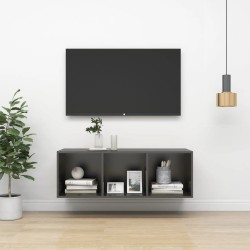 Meuble TV mural Gris 37x37x107 cm Bois d’ingénierie 