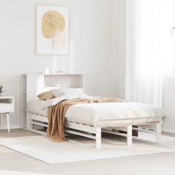 Lit bibliothèque sans matelas blanc 75x190 cm bois massif 