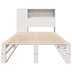 Lit bibliothèque sans matelas blanc 75x190 cm bois massif 