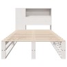 Lit bibliothèque sans matelas blanc 75x190 cm bois massif 