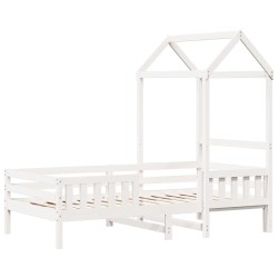Cadre de lit avec toit sans matelas blanc 90x190 cm 