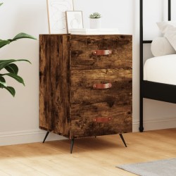 Table de chevet chêne fumé 40x40x66 cm bois d'ingénierie 