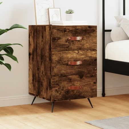 Table de chevet chêne fumé 40x40x66 cm bois d'ingénierie 