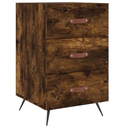 Table de chevet chêne fumé 40x40x66 cm bois d'ingénierie 