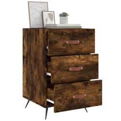 Table de chevet chêne fumé 40x40x66 cm bois d'ingénierie 