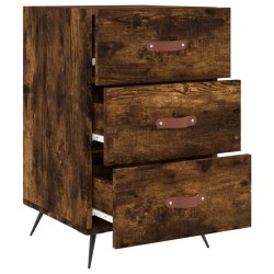 Table de chevet chêne fumé 40x40x66 cm bois d'ingénierie 