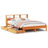 Lit bibliothèque sans matelas cire marron 120x190cm pin massif 