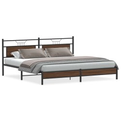 Cadre de lit en métal sans matelas chêne marron 193x203 cm 