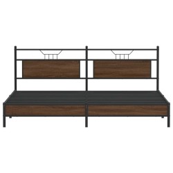 Cadre de lit en métal sans matelas chêne marron 193x203 cm 