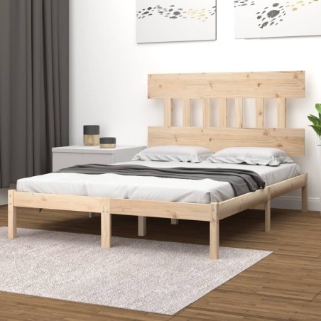 Cadre de lit sans matelas 135x190 cm bois massif 