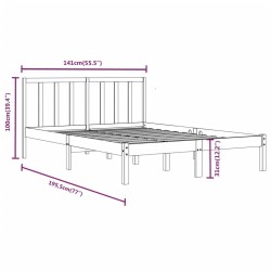 Cadre de lit sans matelas bois massif de pin 135x190 cm 