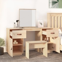 Ensemble de coiffeuse avec miroir Bois de pin solide 