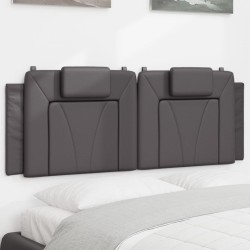 Coussin de tête de lit gris 140 cm similicuir 