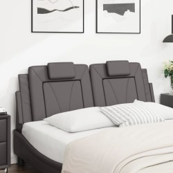 Coussin de tête de lit gris 140 cm similicuir 