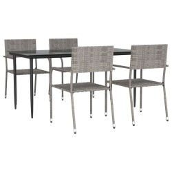 Ensemble à manger de jardin 5pcs gris/noir résine tressée/acier 