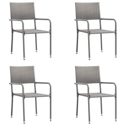 Ensemble à manger de jardin 5pcs gris/noir résine tressée/acier 